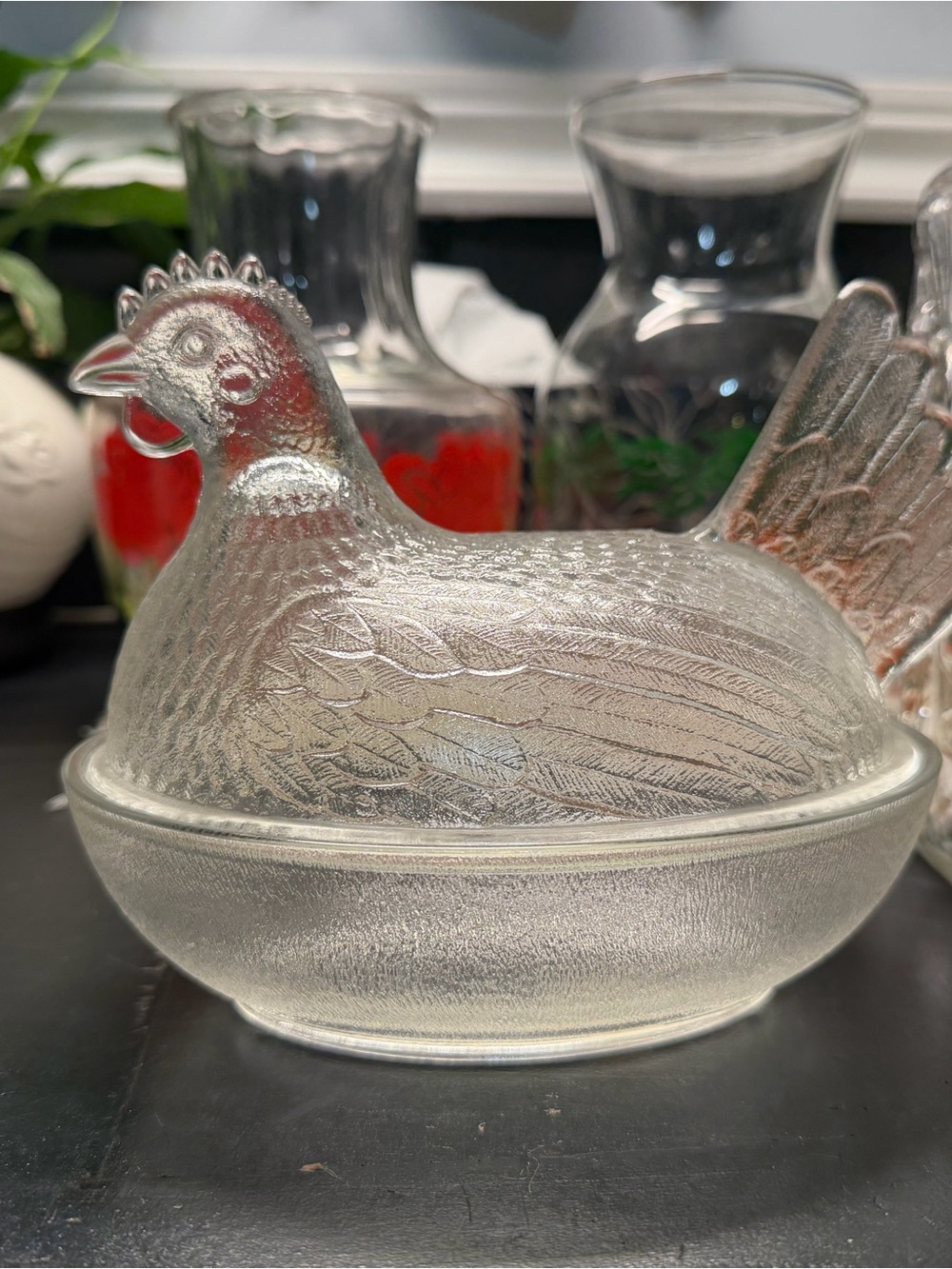 Indiana Glass Hen on a Nest Candy Dish - Clear Decorative Serving Bowl